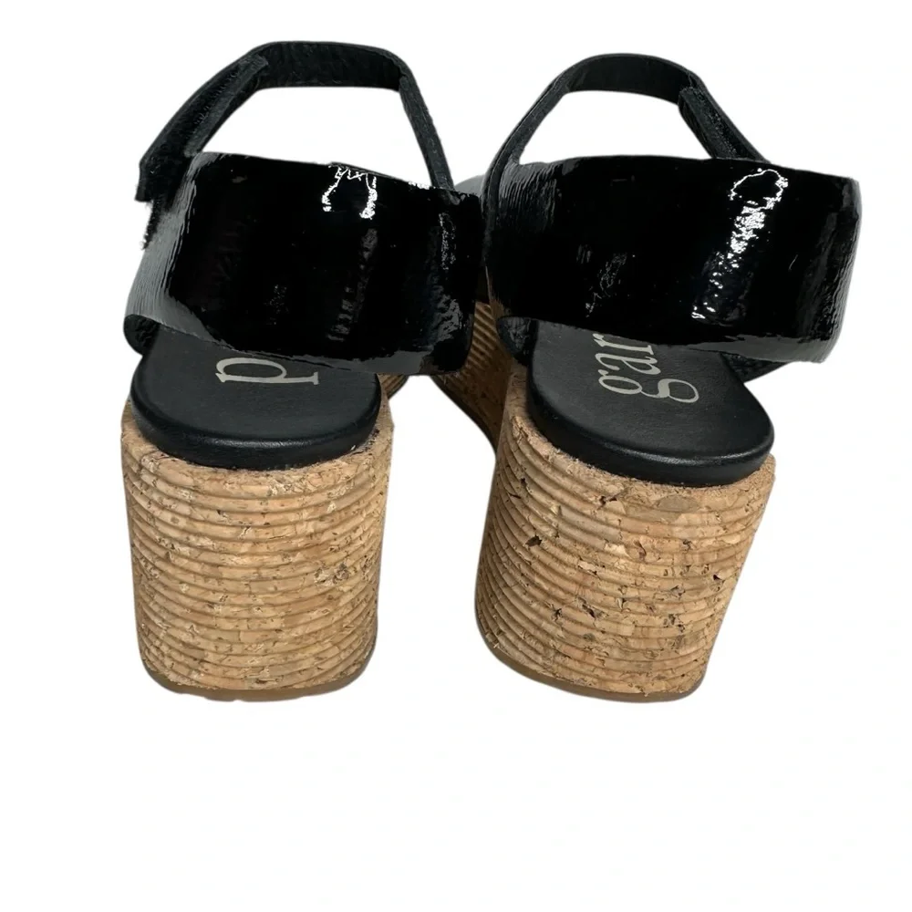 Pedro Garcia Nube Black Patent Leather Cross-Front Slingback Sandals. EU41/US11